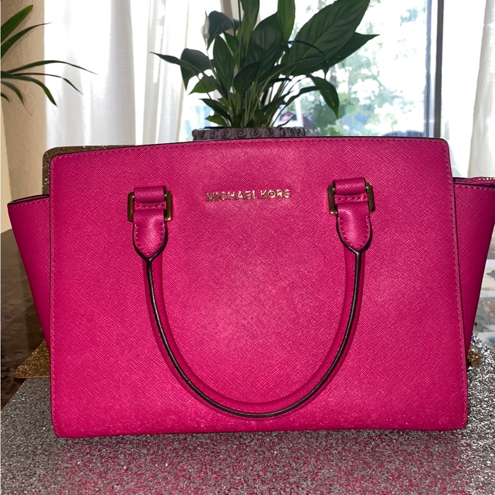 Michael Kors Pink Saffiano Leather Satchel